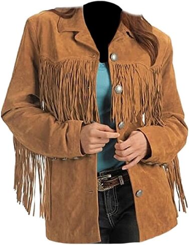 Women's Stylish Suede Leather Fringed Fashion Jacket in Saudi Arabia