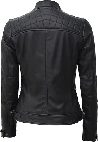 Blingsoul Leather Jacket Women - Quilted Cafe Racer Style Womens Leather Jackets in Saudi Arabia