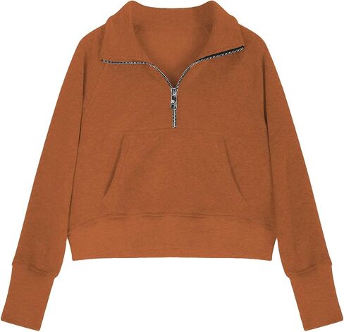 Cute Sweatshirts For Teen Girls Half Zipper Crop Pullover Hoodies With Thumb Hole Trendy Fall Clothes Outfits 5-14T in Saudi Arabia
