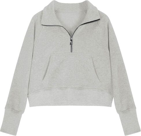 Cute Sweatshirts For Teen Girls Half Zipper Crop Pullover Hoodies With Thumb Hole Trendy Fall Clothes Outfits 5-14T in Saudi Arabia