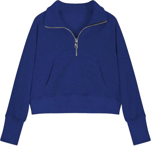 Cute Sweatshirts For Teen Girls Half Zipper Crop Pullover Hoodies With Thumb Hole Trendy Fall Clothes Outfits 5-14T in Saudi Arabia