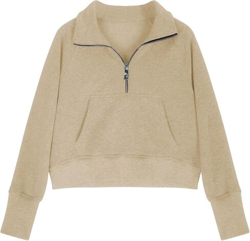 Cute Sweatshirts For Teen Girls Half Zipper Crop Pullover Hoodies With Thumb Hole Trendy Fall Clothes Outfits 5-14T in Saudi Arabia