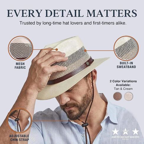 American Hat Makers Straw Hats for Men & Women - Milan Fedora Summer Hats in Saudi Arabia