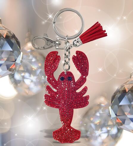 سلسلة مفاتيح Lobster - سحر أحجار الراين الحمراء المتلألئة مع شرابة ، وملحقات مجوهرات Bling Bling الأنيقة الأنيقة ، مع Clasp للسلسلة الرئيسية ، حقيبة ، حقيبة ظهر وحقائب الظهر in Saudi Arabia