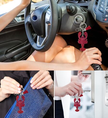 سلسلة مفاتيح Lobster - سحر أحجار الراين الحمراء المتلألئة مع شرابة ، وملحقات مجوهرات Bling Bling الأنيقة الأنيقة ، مع Clasp للسلسلة الرئيسية ، حقيبة ، حقيبة ظهر وحقائب الظهر in Saudi Arabia