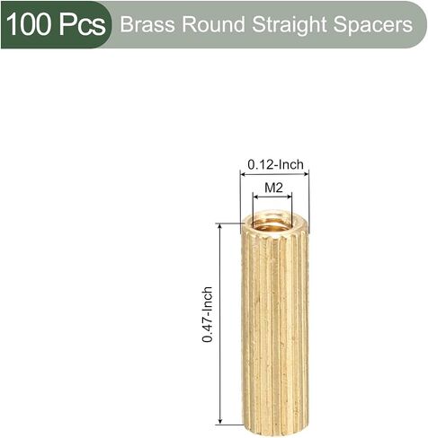 YOKIVE 50 Pcs Brass Round Straight Spacer, Standoff Spacer with Female Thread | Fixing The Motherboard, Great for Electronics Industries (M2 x 3 x 7mm) in Saudi Arabia