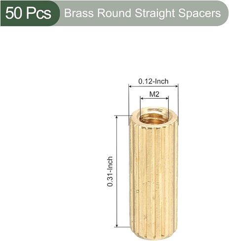 YOKIVE 50 Pcs Brass Round Straight Spacer, Standoff Spacer with Female Thread | Fixing The Motherboard, Great for Electronics Industries (M2 x 3 x 7mm) in Saudi Arabia