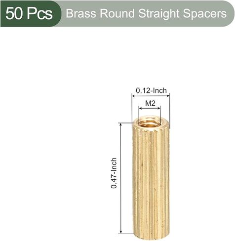 YOKIVE 50 Pcs Brass Round Straight Spacer, Standoff Spacer with Female Thread | Fixing The Motherboard, Great for Electronics Industries (M2 x 3 x 7mm) in Saudi Arabia