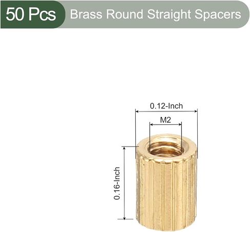 YOKIVE 50 Pcs Brass Round Straight Spacer, Standoff Spacer with Female Thread | Fixing The Motherboard, Great for Electronics Industries (M2 x 3 x 7mm) in Saudi Arabia