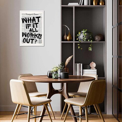 Retro Black And White Newspaper Poster What If It All Works Out Canvas Wall Art Positive Affirming Quote Minimalist Prints Painting For Home Bedroom Dorm Wall Decor 8x12in Unframed in Saudi Arabia