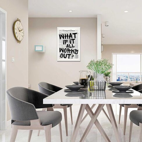 Retro Black And White Newspaper Poster What If It All Works Out Canvas Wall Art Positive Affirming Quote Minimalist Prints Painting For Home Bedroom Dorm Wall Decor 8x12in Unframed in Saudi Arabia