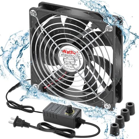 Wathai IP68 80mm x 25mm 12V Waterproof Cooling Fan High Airflow Dual Ball DC 12v Exhaust Fan 2Pin for DIY RV Fridge Refrigerator Solar Battery Box Cabinet Ventilation Cooling in Kuwait