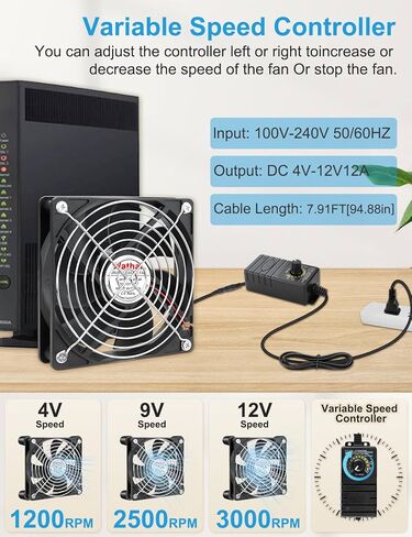 Wathai IP68 80mm x 25mm 12V Waterproof Cooling Fan High Airflow Dual Ball DC 12v Exhaust Fan 2Pin for DIY RV Fridge Refrigerator Solar Battery Box Cabinet Ventilation Cooling in Kuwait