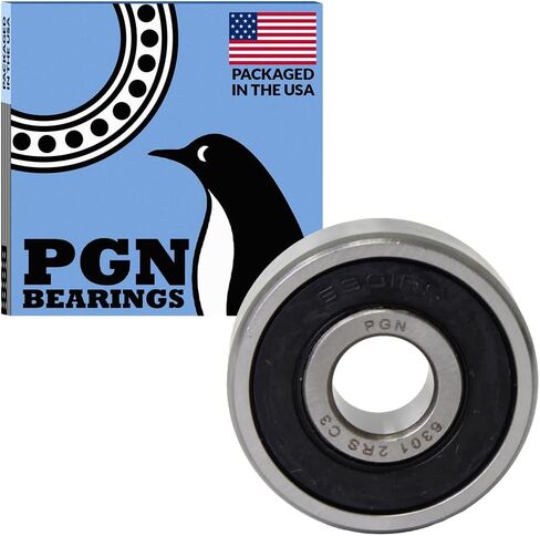 PGN (10 Pack) 6301-2RS Bearing - Lubricated Chrome Steel Sealed Ball Bearing - 12x37x12mm Bearings with Rubber Seal & High RPM Support in Saudi Arabia