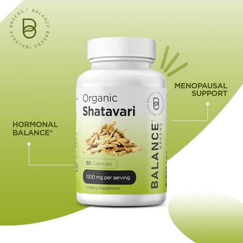Organic Shatavari 1200mg, 60 Capsules - Lactation Support Vitamins, Hormonal Balance for Women, Asparagus Racemosus Root (Pack of 3) in Kuwait