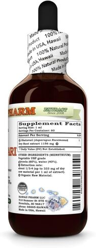Shatavari (Asparagus Racemosus) Dry Root Glycerite, Made in Hawaii, Organic Raw Materials, All Natural, Vegan, Lab Tested Alcohol-Free Liquid Extract - 32 fl.oz in Saudi Arabia