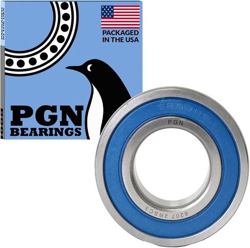 PGN (10 Pack) 6207-2RS Bearing - Lubricated Chrome Steel Sealed Ball Bearing - 35x72x17mm Bearings with Rubber Seal & High RPM Support in Kuwait