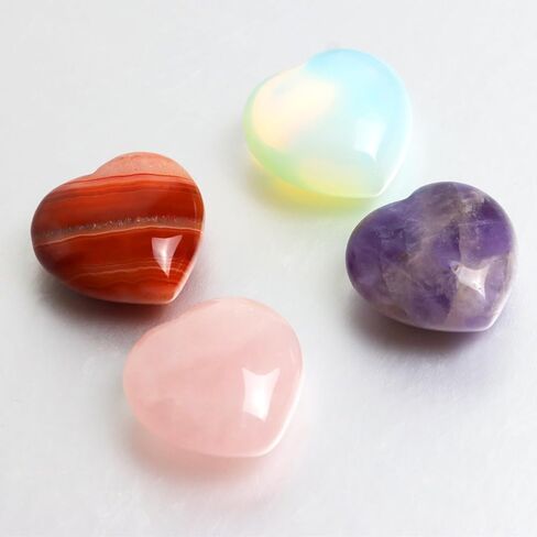 4pcs بلورات الشفاء وحجارة القلب ، جمشت روز الكوارتز أوبال العقيق الكريستال مجموعة كبيرة ، حب مصقولة الحجارة. in Kuwait