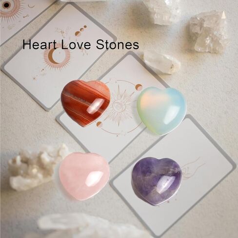 4pcs بلورات الشفاء وحجارة القلب ، جمشت روز الكوارتز أوبال العقيق الكريستال مجموعة كبيرة ، حب مصقولة الحجارة. in Kuwait