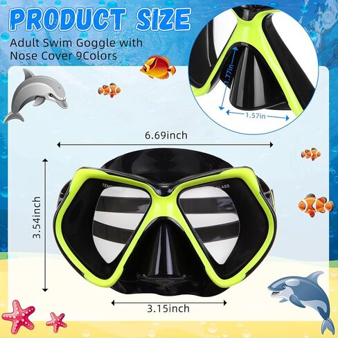 9 Pcs Adult Swim Mask Bulk Colorful Snorkel Diving Mask Swimming Goggle with Nose Cover Anti Fog Recreation Diving Goggle 180 Degrees Clear View Goggle Snorkeling Gear for Adult Youth Scuba Dive Swim in Saudi Arabia