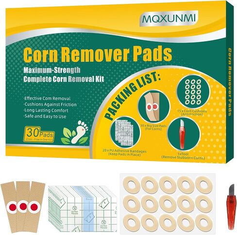 Corn Remover Pads for Feet & Toes – Professional Foot Corn Remover Kit with Removal Pads, PU Film, Remover Tool & Corn Cushions, Complete Corn Removal & Recovery Care for Hard Skin & Calluses in Saudi Arabia