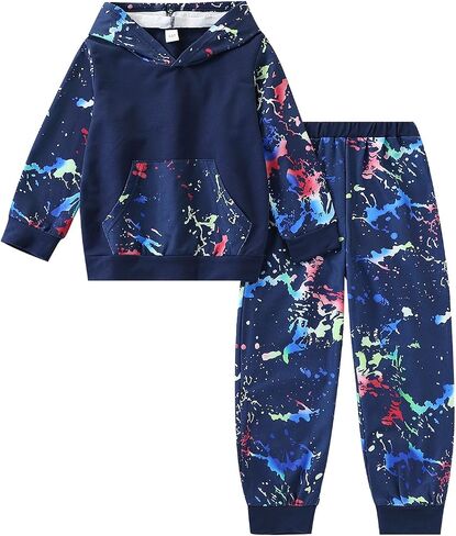 Tween Boys Clothing 2 قطعة الزي بويز ربطة عنق صباغة هوديي +سراويل سروال سروال سقوط سقوط ملابس غير رسمية in Kuwait