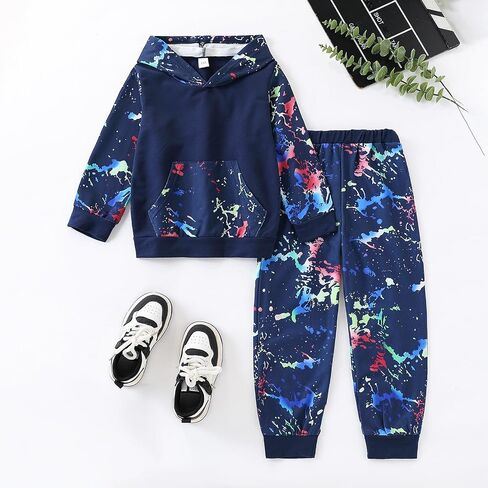 Tween Boys Clothing 2 قطعة الزي بويز ربطة عنق صباغة هوديي +سراويل سروال سروال سقوط سقوط ملابس غير رسمية in Kuwait