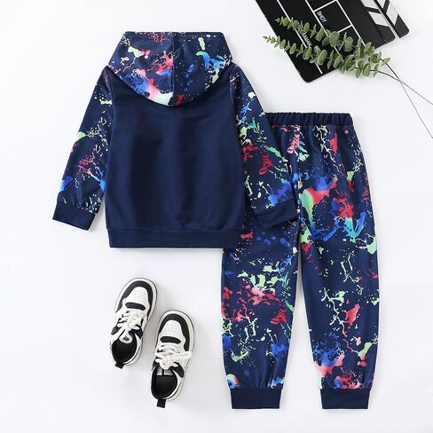 Tween Boys Clothing 2 قطعة الزي بويز ربطة عنق صباغة هوديي +سراويل سروال سروال سقوط سقوط ملابس غير رسمية in Kuwait