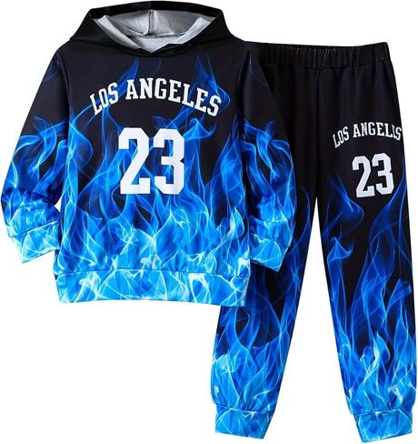 Boys Hoodie Pant Set 3D Print Hooded Sweatshirt Sweatpant Suit 2 Piece Clothing Set for 4-14 Years in Saudi Arabia