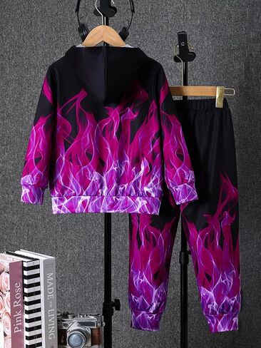 Boys Hoodie Pant Set 3D Print Hooded Sweatshirt Sweatpant Suit 2 Piece Clothing Set for 4-14 Years in Saudi Arabia