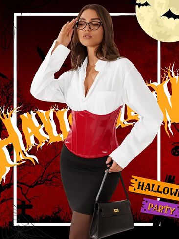 حزام Kaei & Shi Faux Leather Underbust Corsets ، قمم مشد اللاتكس للنساء الخروج in Saudi Arabia