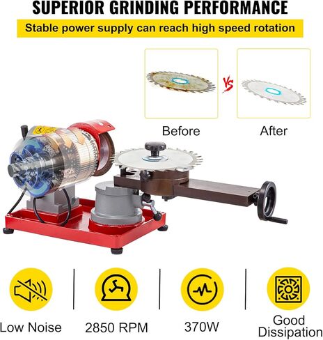 VEVOR جولة منشار دائري شفرة طاحونة آلة 110V 370W الروتاري زاوية مطحنة مبراة 125mm منشار كهربائي شفرة مبراة آلة لشحذ كربيد يميل شفرات المنشار (ث / خزان المياه) in Kuwait