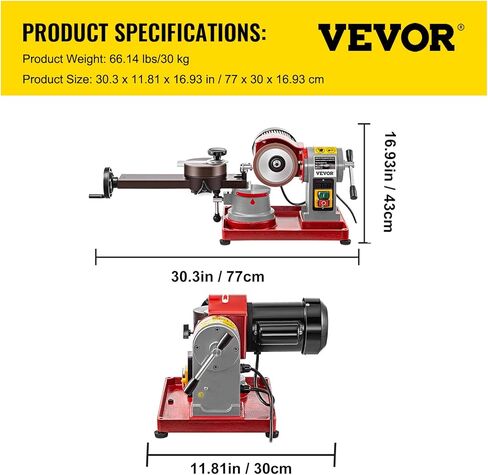 VEVOR جولة منشار دائري شفرة طاحونة آلة 110V 370W الروتاري زاوية مطحنة مبراة 125mm منشار كهربائي شفرة مبراة آلة لشحذ كربيد يميل شفرات المنشار (ث / خزان المياه) in Kuwait