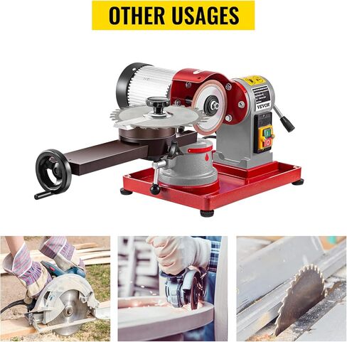 VEVOR جولة منشار دائري شفرة طاحونة آلة 110V 370W الروتاري زاوية مطحنة مبراة 125mm منشار كهربائي شفرة مبراة آلة لشحذ كربيد يميل شفرات المنشار (ث / خزان المياه) in Kuwait