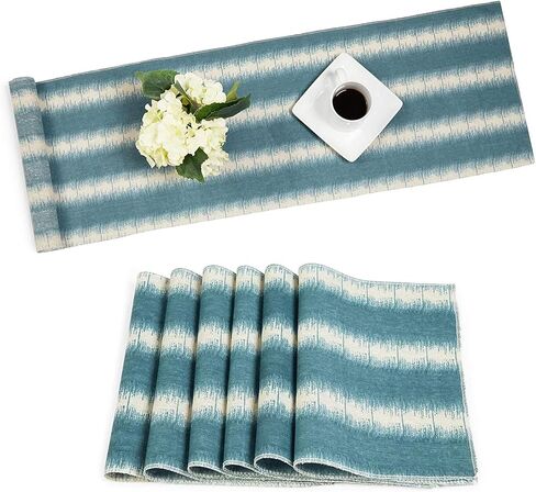 Juvale Christmas Gold Foil Dining Table Runner and Placemats, Set of 6 (7 Pieces) in Saudi Arabia
