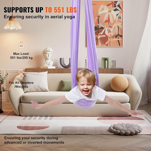 VEVOR Aerial Silk & Yoga Swing, 11 Yards, Aerial Yoga Hammock Kit with 100gsm Nylon Fabric, Full Rigging Hardware & Easy Set-up Guide, Antigravity Flying for All Levels Fitness Bodybuilding, Green in Saudi Arabia