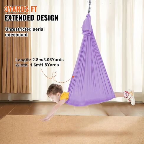 VEVOR Aerial Silk & Yoga Swing, 11 Yards, Aerial Yoga Hammock Kit with 100gsm Nylon Fabric, Full Rigging Hardware & Easy Set-up Guide, Antigravity Flying for All Levels Fitness Bodybuilding, Green in Saudi Arabia