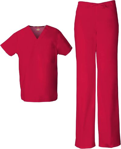Dickies Scrub Set for Men & Women 3 Pockets, V-Neck Top 83706 and Natural Rise Drawstring Pant for Healthcare Heros 83006 in Saudi Arabia
