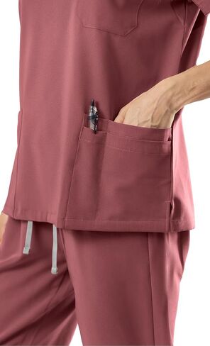 SUNME Scrubs for Women Set, V-Neck Scrub Top & Jogger Pants Medical Uniform with 9 Pockets, Yoga Waistband in Kuwait