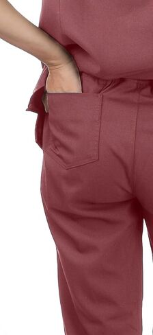 SUNME Scrubs for Women Set, V-Neck Scrub Top & Jogger Pants Medical Uniform with 9 Pockets, Yoga Waistband in Kuwait