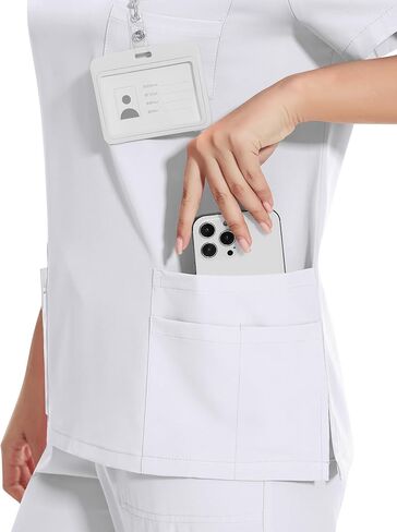 niaahinn Scrub for Women -Stretch Collar Neck Scrub Top & Yogga Cargo Pants, Yogga Waistband，10 Pocket in Kuwait