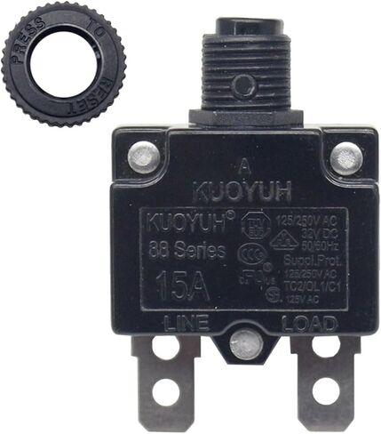 KUOYUH 88 Series 3, 5, 7, 8, 10, 12, 13, 15, 16, 20, 25, 30 Amp DC Circuit Breaker Push-Button Reset with Quick Connect Terminals and Transparent Waterproof Button Cover (7A) in Saudi Arabia