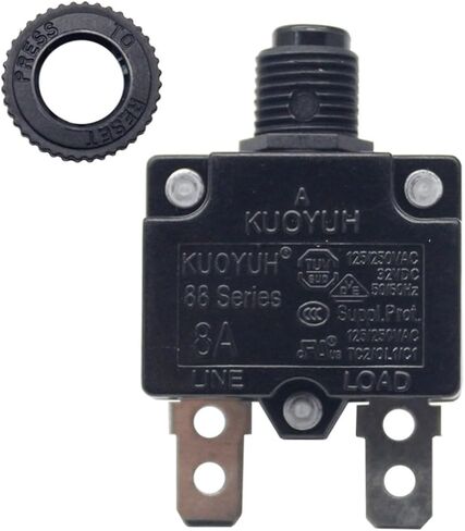 KUOYUH 88 Series 3, 5, 7, 8, 10, 12, 13, 15, 16, 20, 25, 30 Amp DC Circuit Breaker Push-Button Reset with Quick Connect Terminals and Transparent Waterproof Button Cover (7A) in Saudi Arabia