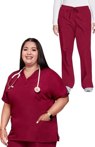 مجموعة شيروكي فرك للنساء التقليدية ملائمة الأكمام Dolman ، V-Neck Top 4700 Natural Rise Flare Armstring Pant 4101 in Saudi Arabia