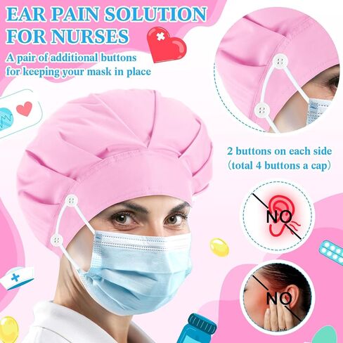12 PCS CAPS الممرضة مع زر التعرق قابلة للتعديل قابلة للتعديل قبعة مرنة الجراحة الظهر قبعة الظهر للنساء الرجال in Kuwait