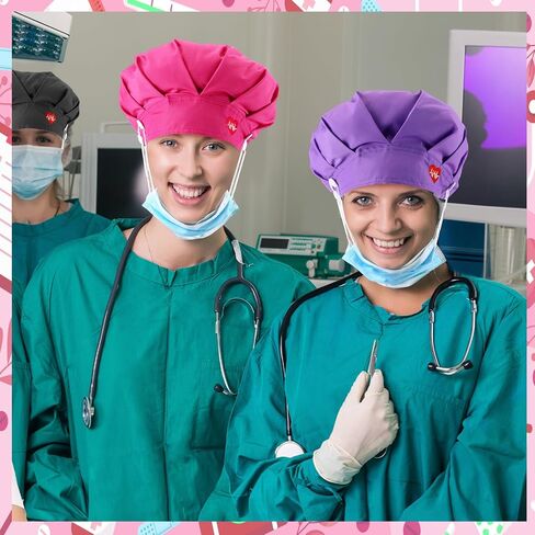 12 PCS CAPS الممرضة مع زر التعرق قابلة للتعديل قابلة للتعديل قبعة مرنة الجراحة الظهر قبعة الظهر للنساء الرجال in Kuwait