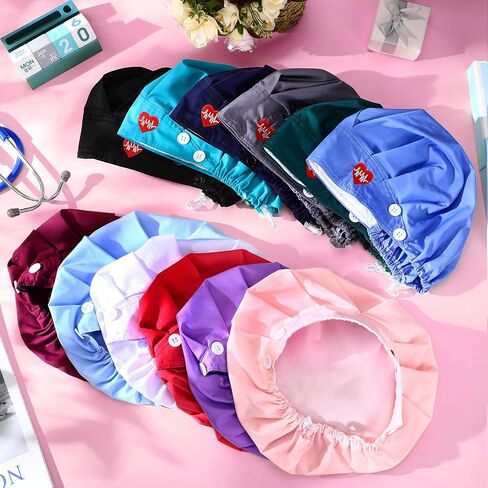 12 PCS CAPS الممرضة مع زر التعرق قابلة للتعديل قابلة للتعديل قبعة مرنة الجراحة الظهر قبعة الظهر للنساء الرجال in Kuwait
