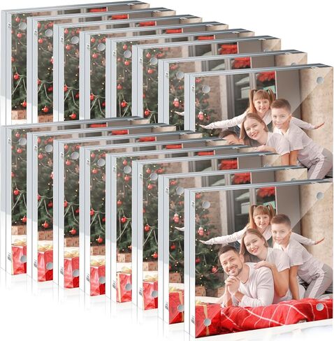 16 حزمة من إطارات الصور الأكريليك 4 × 6، إطارات صور مغناطيسية لعرض سطح المكتب، هدايا إطار عرض الصور للمنزل والمكتب (شفاف، 4 بوصة × 6 بوصة) in Kuwait