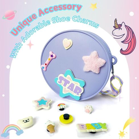 NLR FUN Purse Gift for Girls, Colorful DIY Crossbody/Shoulder Bag, Wallet with Detachable Decorations and Adjustable Strap in Saudi Arabia