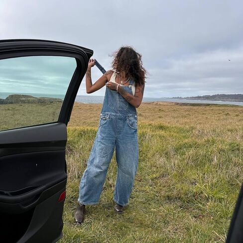 utcoco Womens Denim Overalls Loose Fit Barrel Leg Adjustable Strap Hip Hop Jean Jumpsuits in Saudi Arabia